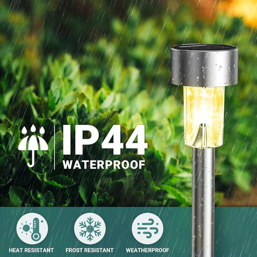 12-Piece Stainless Steel Solar Lawn Lamp Set