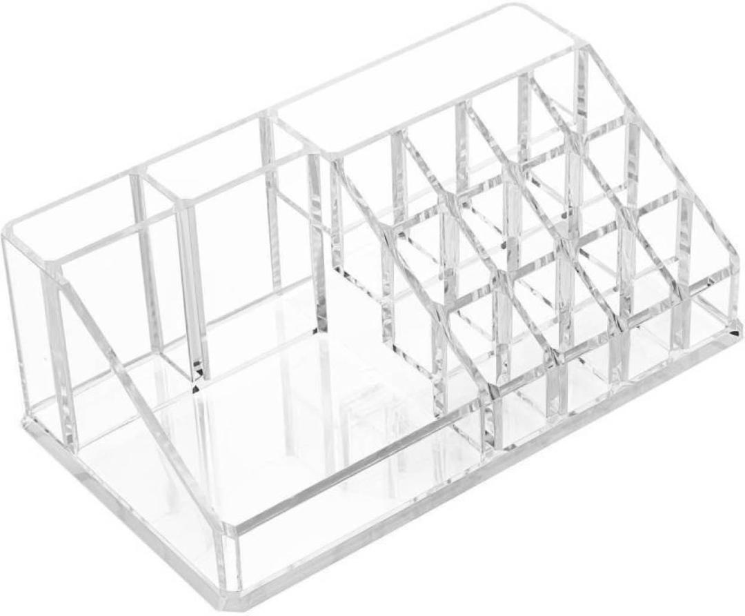 16 Compartment Clear Acrylic Makeup & Jewelry Organizer Box