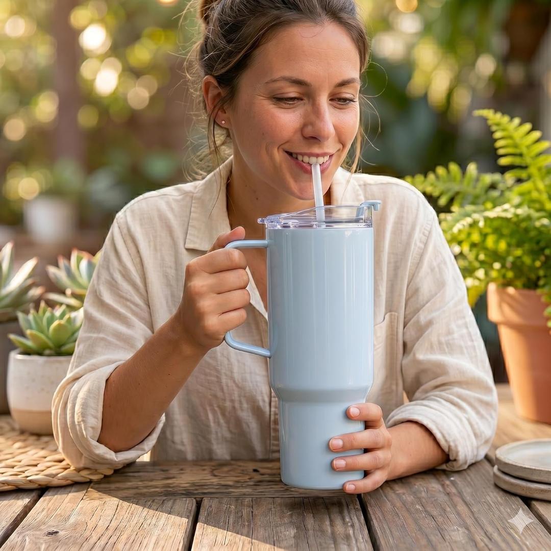 1800ml Travel Sipline Tumbler with Handle, Lid & Straw