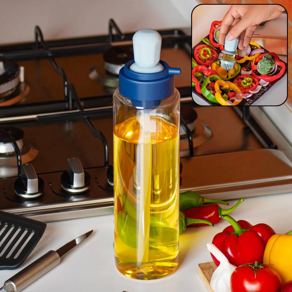 2-in-1 Transparent Oil Dispenser with Silicone Dropper & Brush - 1L