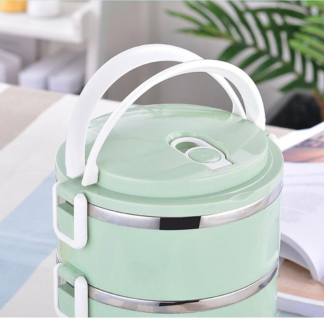 2-Layer Stainless Steel Insulated Lunch Box with Handle - Stackable Tiffin Container