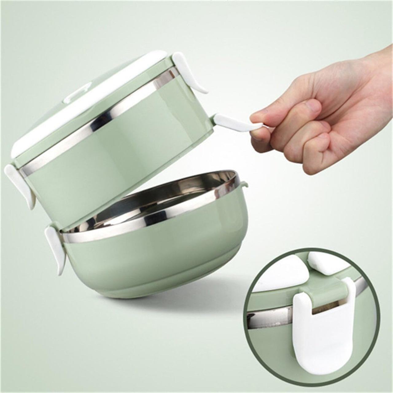 2-Layer Stainless Steel Insulated Lunch Box with Handle - Stackable Tiffin Container