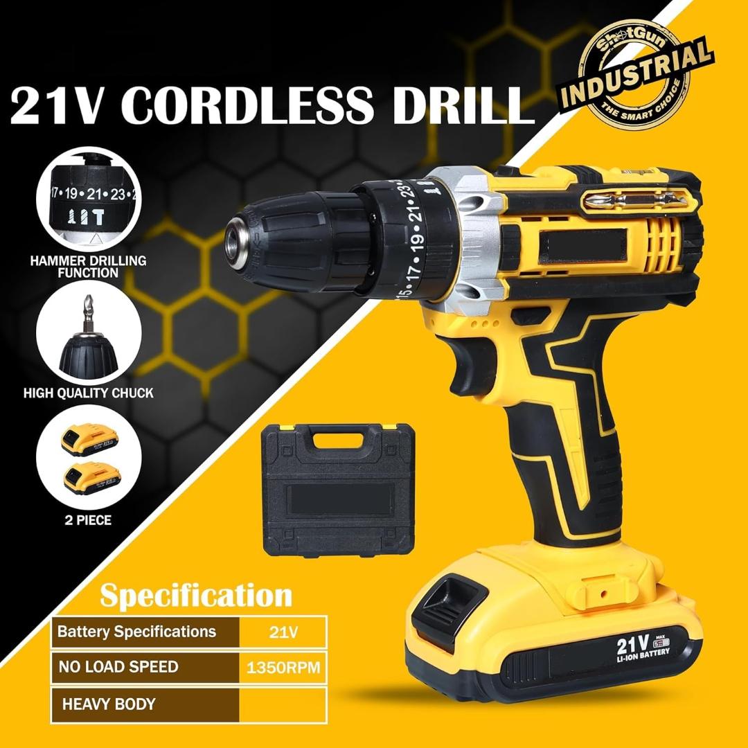 21V Lithium Double Battery Cordless Drill Set – 29 Pcs Kit