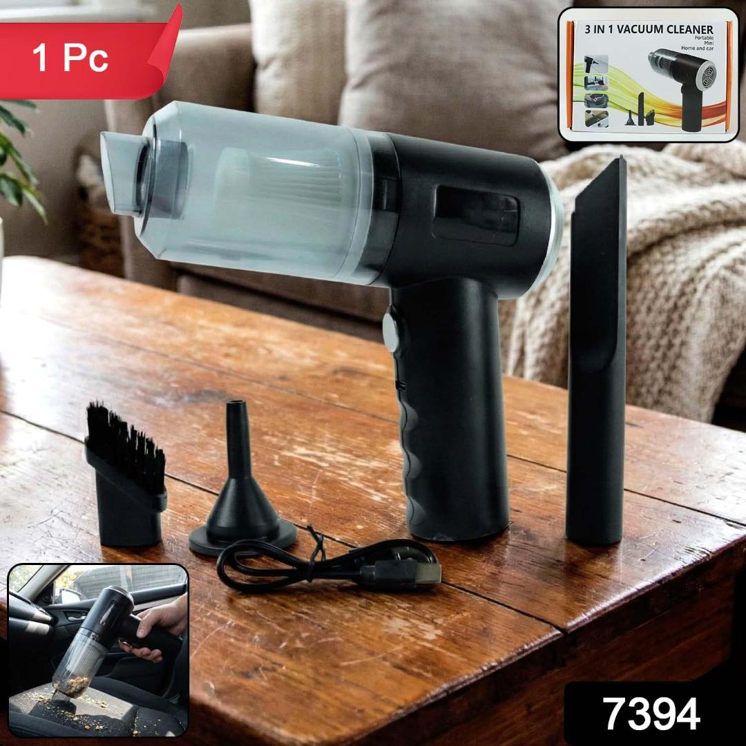 3-in-1 Mini Car Vacuum – Wireless, Rechargeable & Portable Cleaner