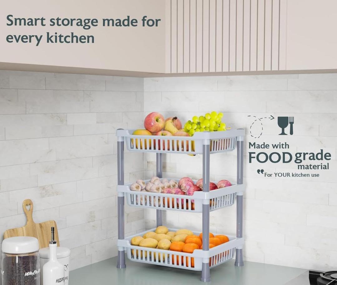 3-Layer Multipurpose Kitchen Storage Basket Rack - Ventilated Organizer
