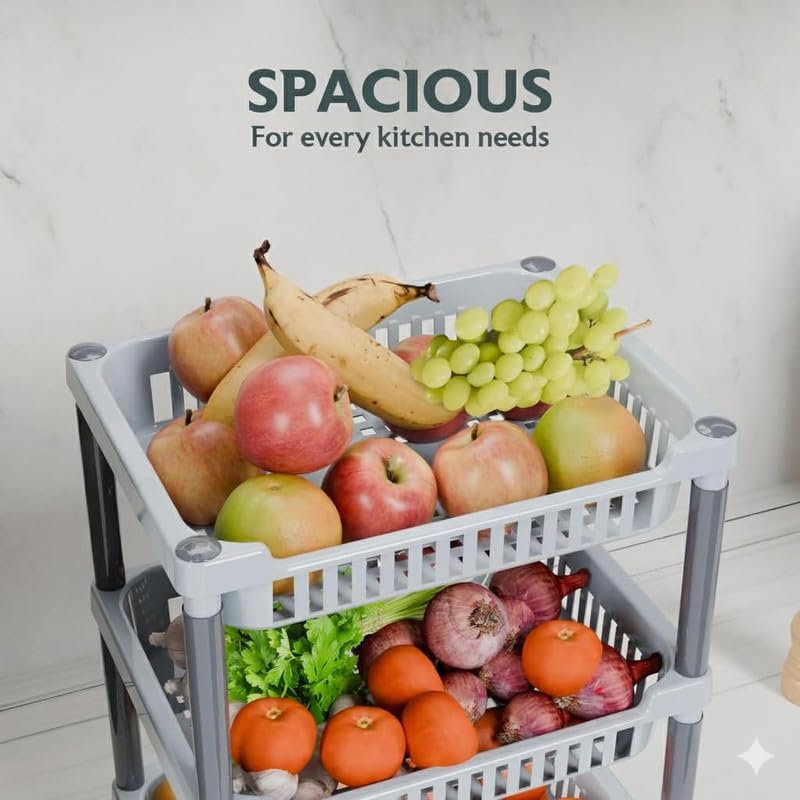 3-Layer Multipurpose Kitchen Storage Basket Rack - Ventilated Organizer