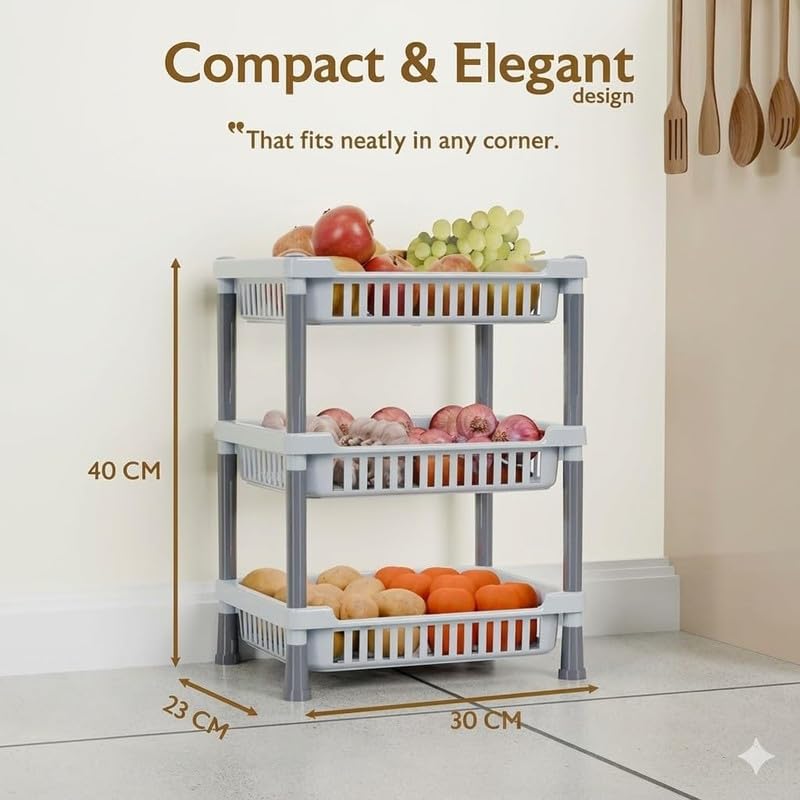 3-Layer Multipurpose Kitchen Storage Basket Rack - Ventilated Organizer