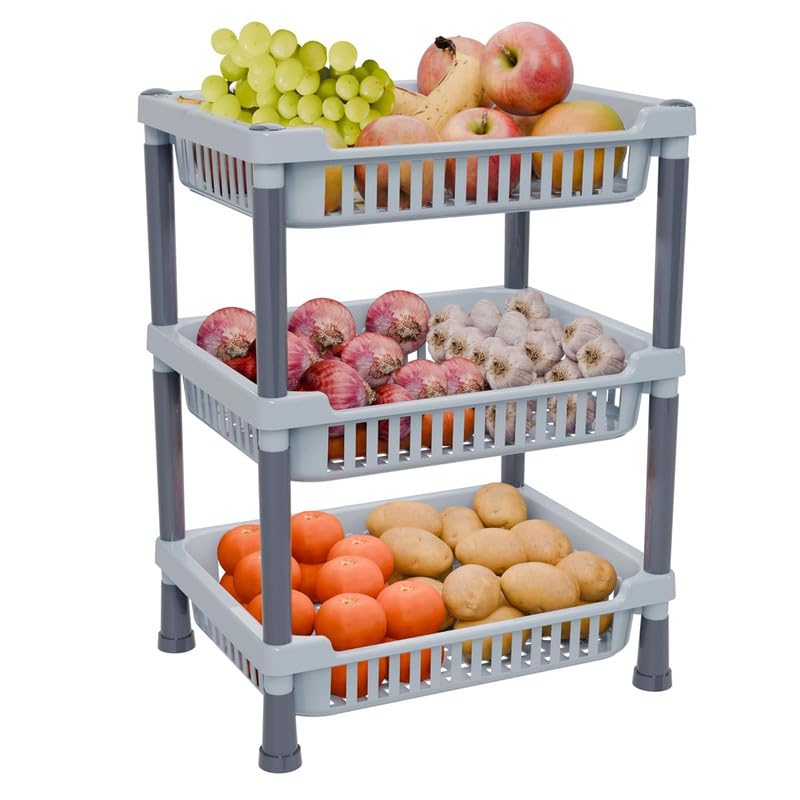 3-Layer Multipurpose Kitchen Storage Basket Rack - Ventilated Organizer