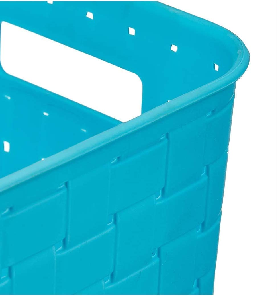 3-Piece Woven Storage Basket Set - Turquoise Blue Organizer Bins