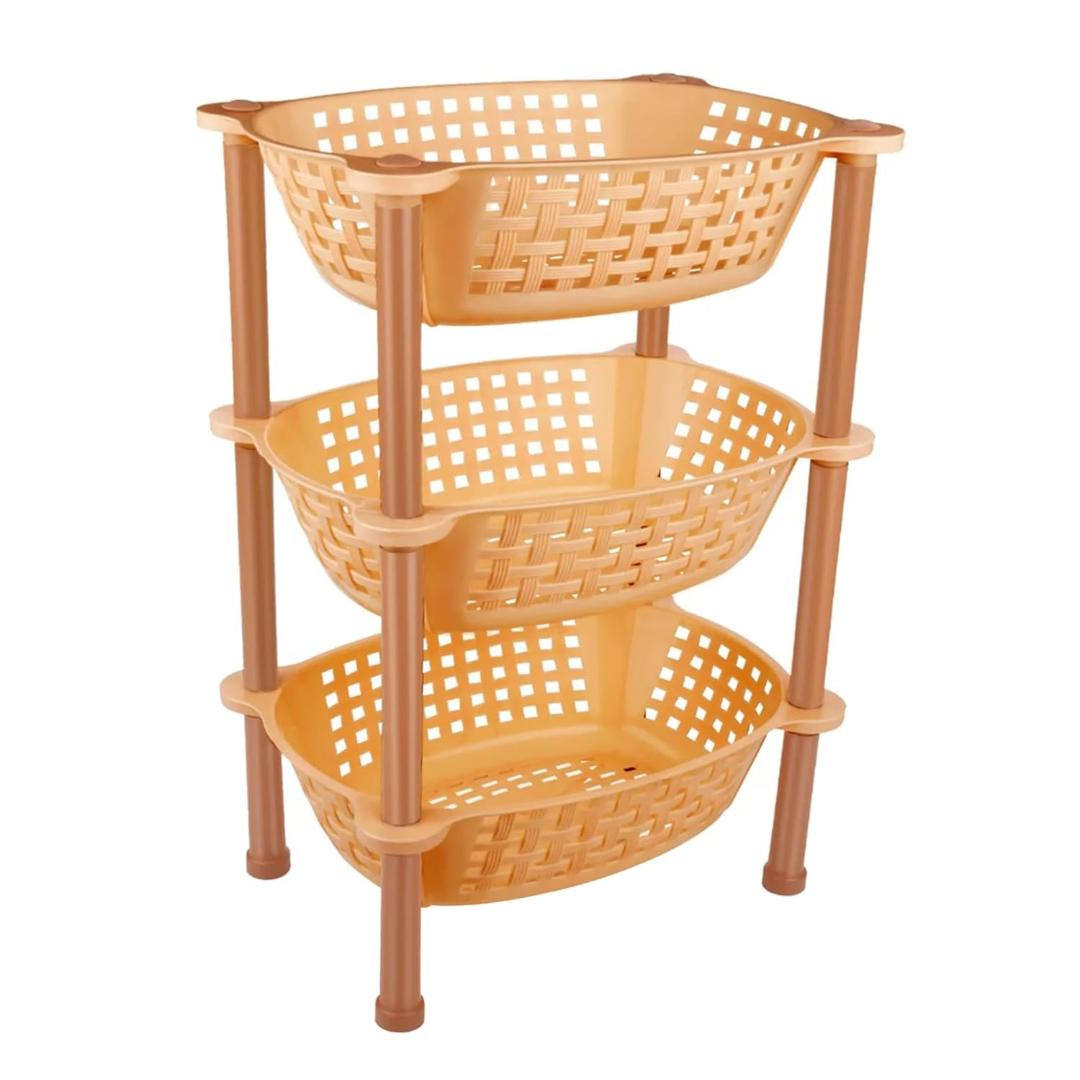 3-Tier Kitchen Storage Rack Organizer with Perforated Baskets