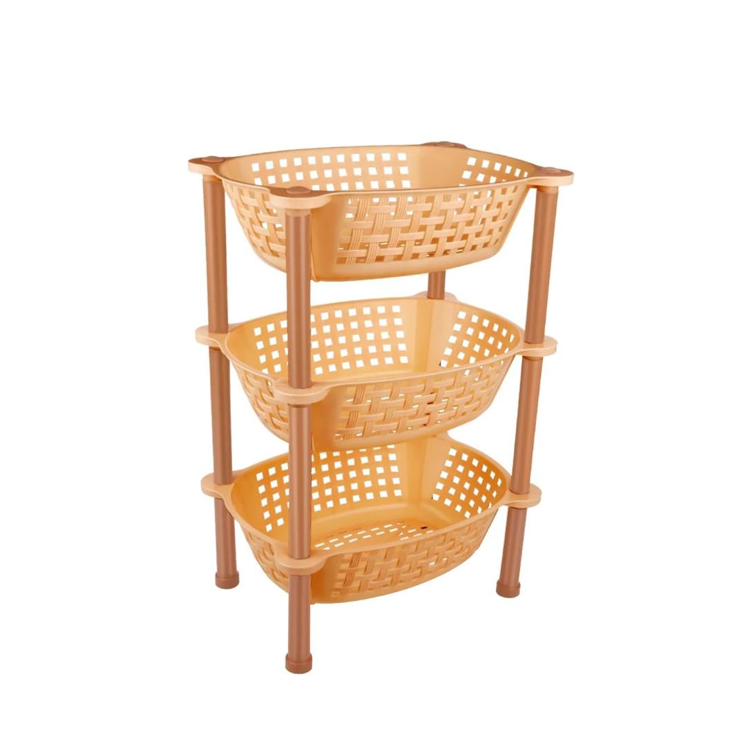3-Tier Kitchen Storage Rack Organizer with Perforated Baskets