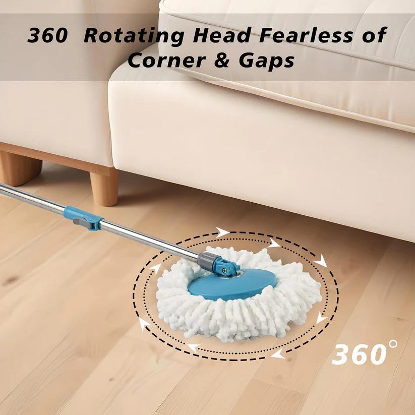360 Degree Spin Mop Bucket Set with Adjustable Stainless Steel Handle