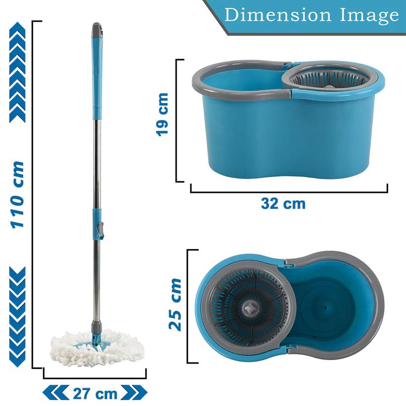 360 Degree Spin Mop Bucket Set with Adjustable Stainless Steel Handle