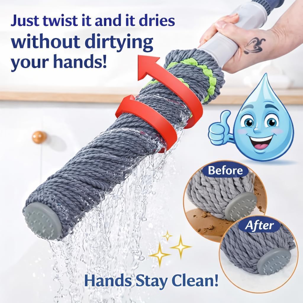360° Spin Mop with Adjustable Handle & Microfiber Head
