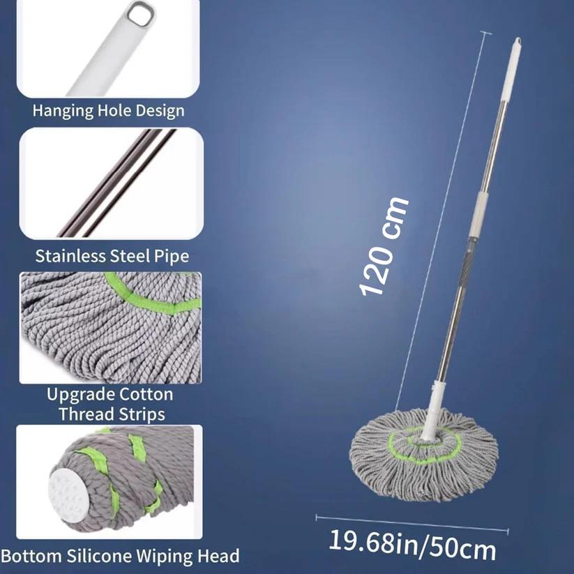 360° Spin Mop with Adjustable Handle & Microfiber Head