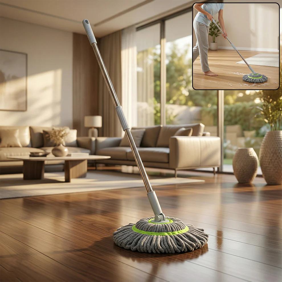 360° Spin Mop with Adjustable Handle & Microfiber Head