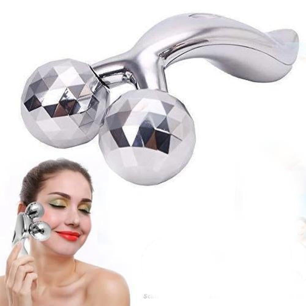 3D Diamond Face & Body Roller Massager - Chrome Finish