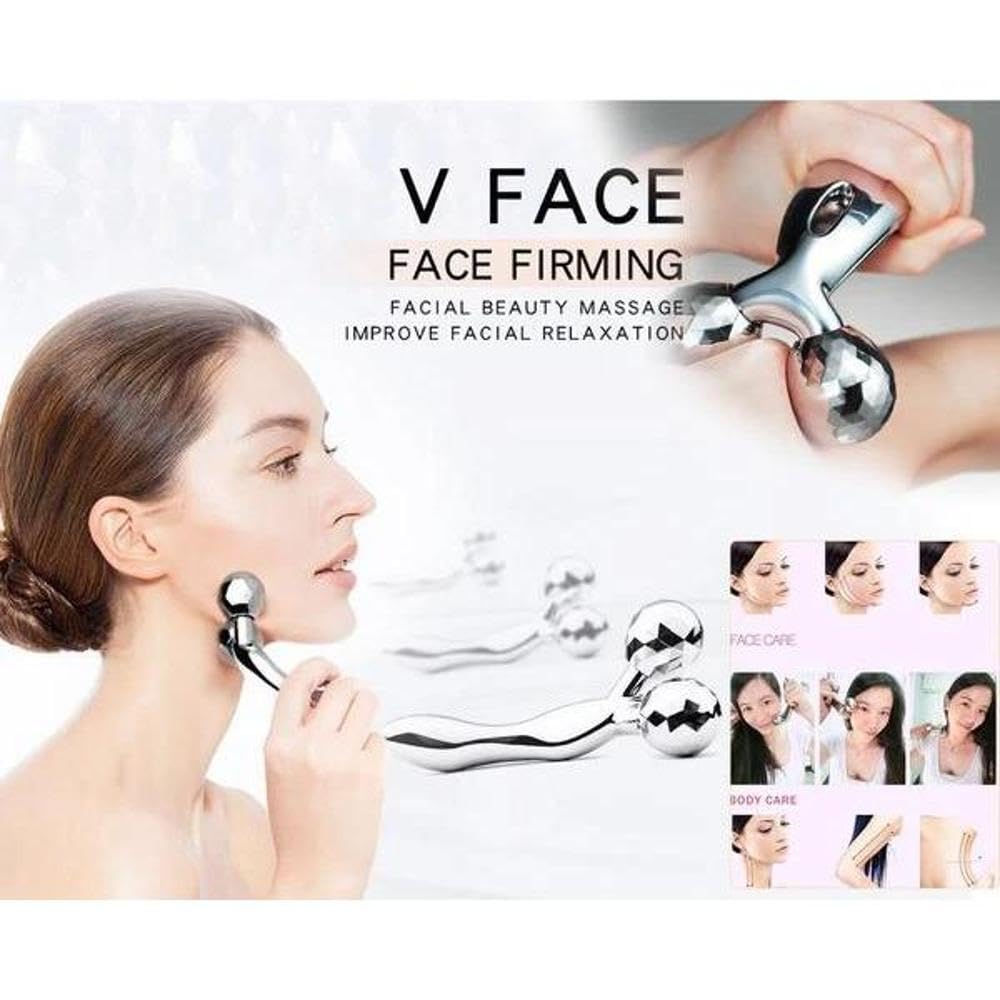 3D Diamond Face & Body Roller Massager - Chrome Finish