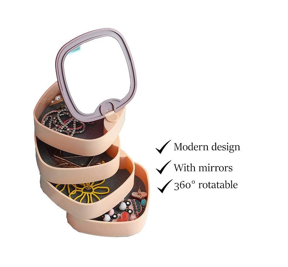 4 Layers Jewellery Box, 360 Degree Rotating Jewelry Box,