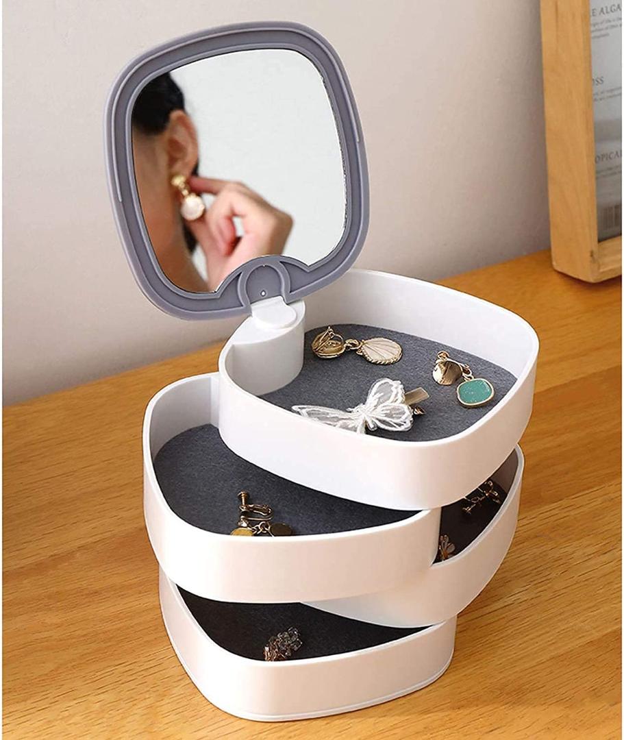4 Layers Jewellery Box, 360 Degree Rotating Jewelry Box,