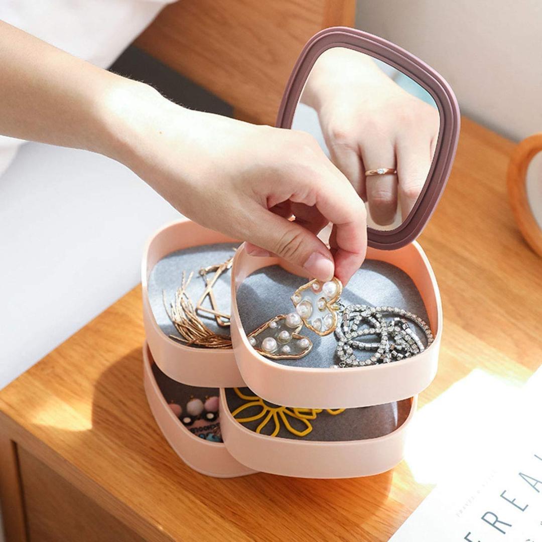 4 Layers Jewellery Box, 360 Degree Rotating Jewelry Box,