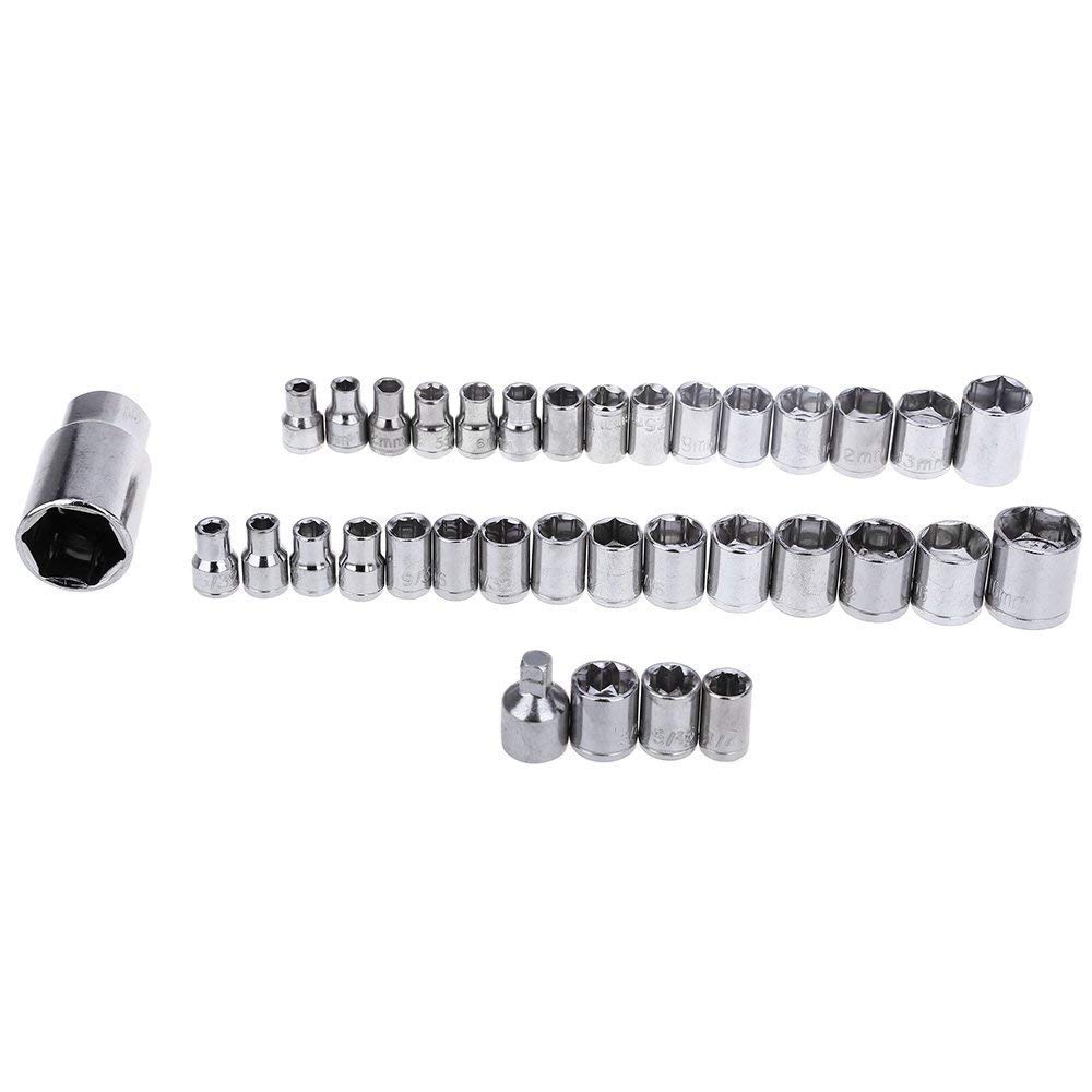 40-Piece Combination Socket Wrench Set with Ratchet Handle and Screwdriver
