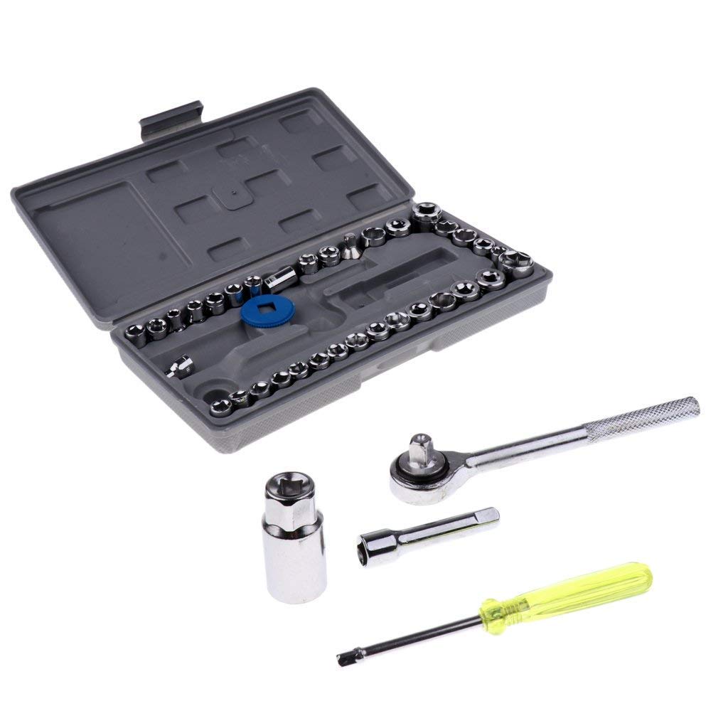 40-Piece Combination Socket Wrench Set with Ratchet Handle and Screwdriver