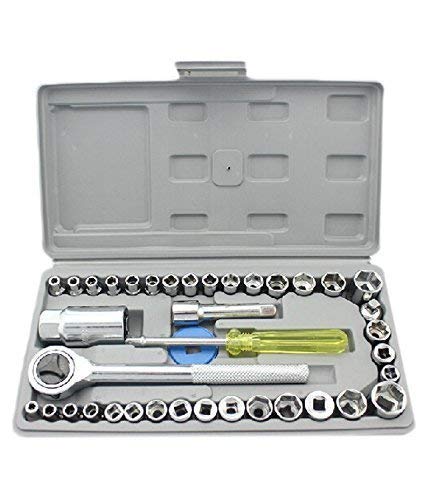 40-Piece Combination Socket Wrench Set with Ratchet Handle and Screwdriver
