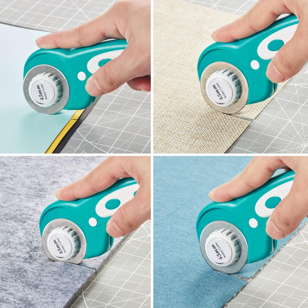 45mm Rotary Cutter with Ergonomic Handle for Fabric, Leather, and Craft Cutting