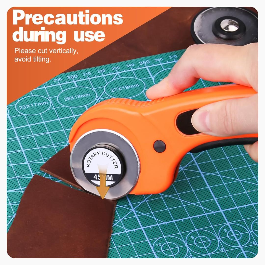 45mm Rotary Cutter with Ergonomic Handle for Fabric, Leather, and Craft Cutting