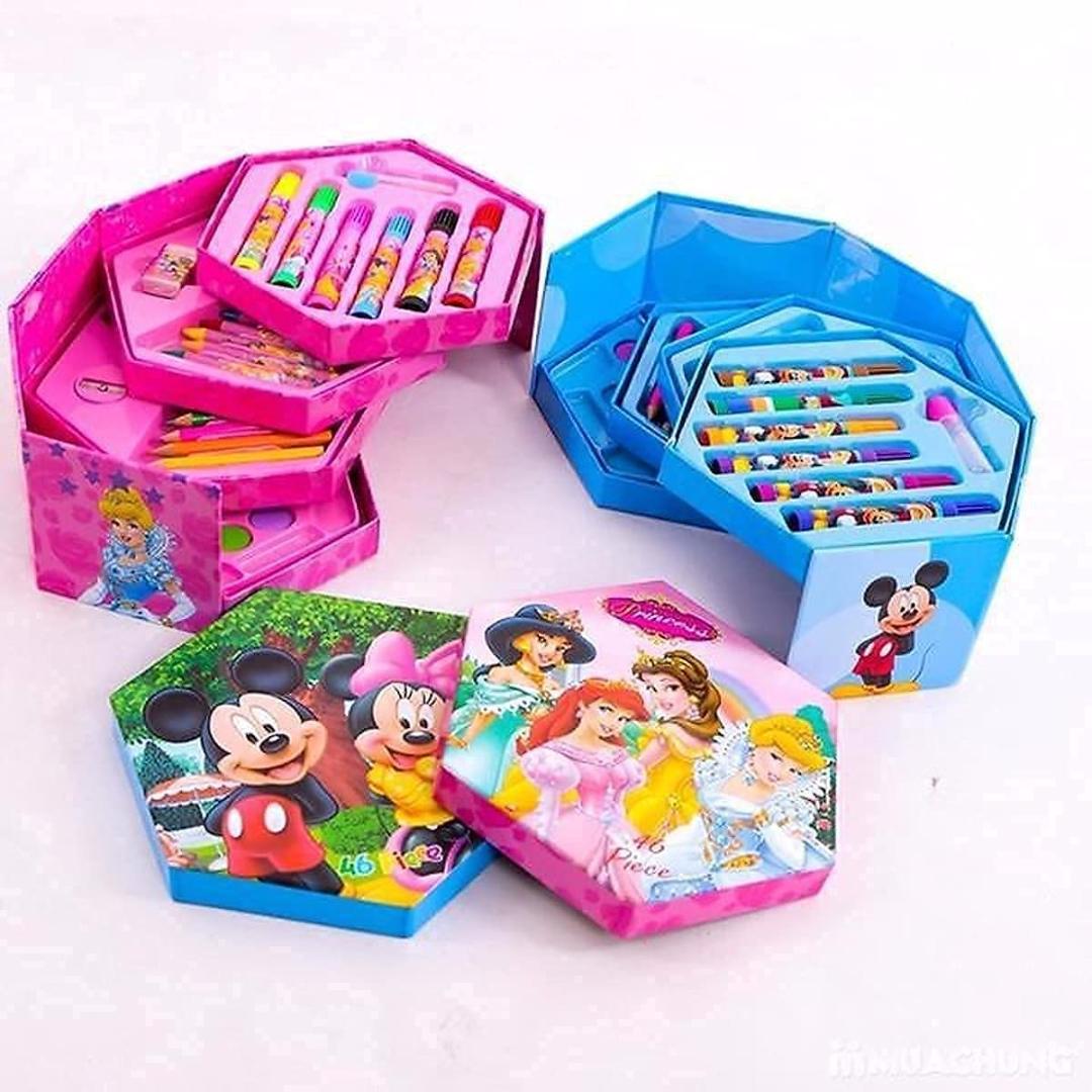 46-Piece Hexagon Art Set for Kids with Crayons, Color Pencils, Watercolors & Markers
