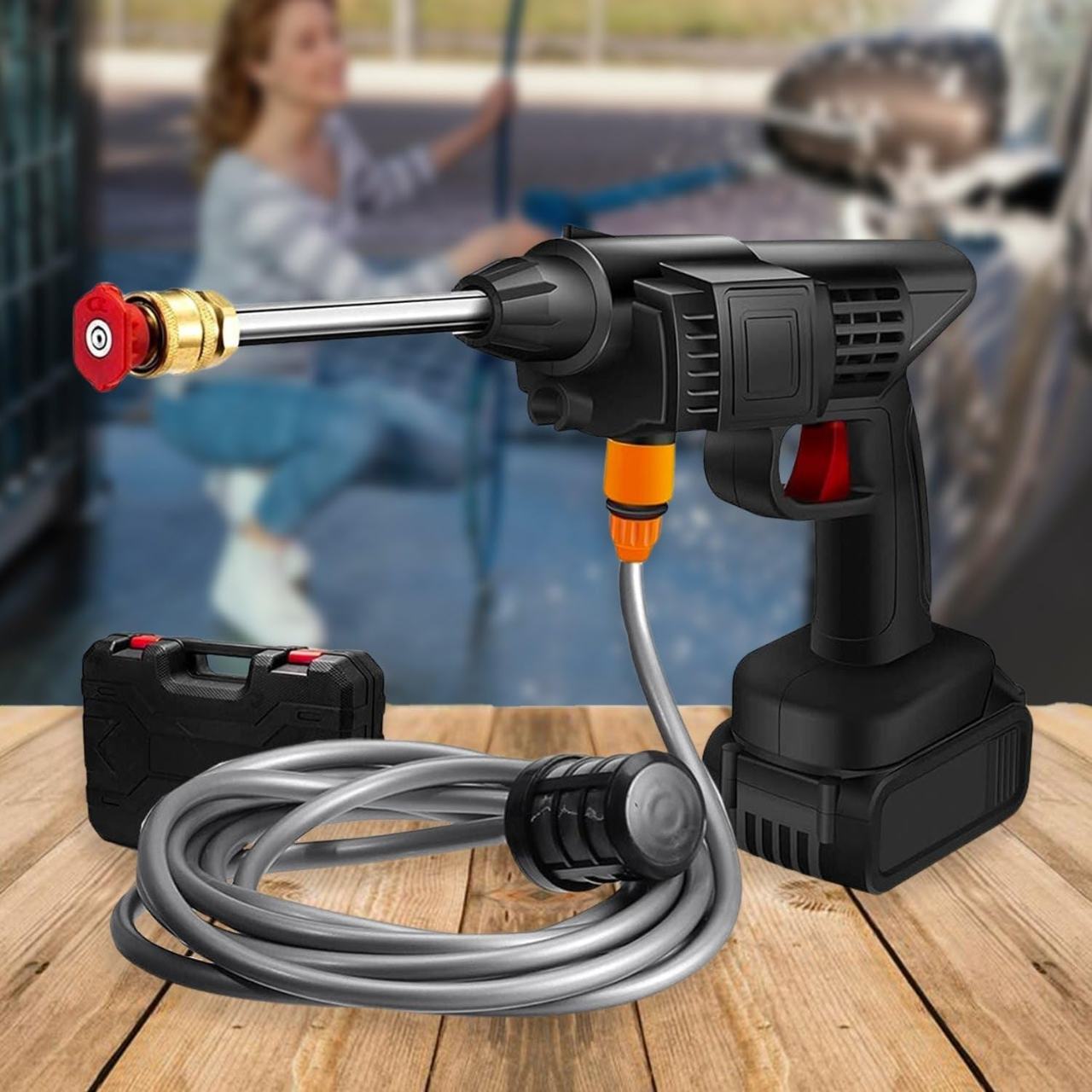 48V Portable Cordless Car Pressure Washer Kit with Rechargeable Battery