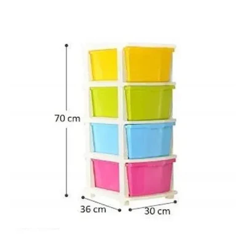 5-Tier Plastic Storage Drawer Organizer with Colored Drawers