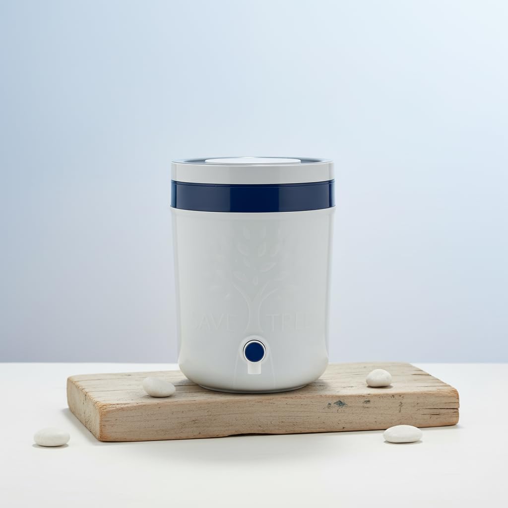 5L Insulated Beverage Dispenser with Tap - White & Navy Blue