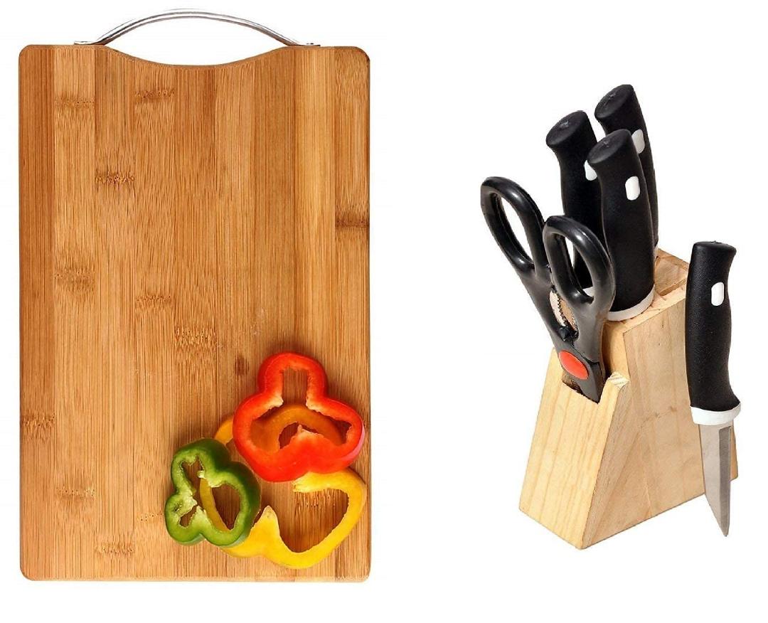 6-Piece Kitchen Knife Set with Wooden Block Stand