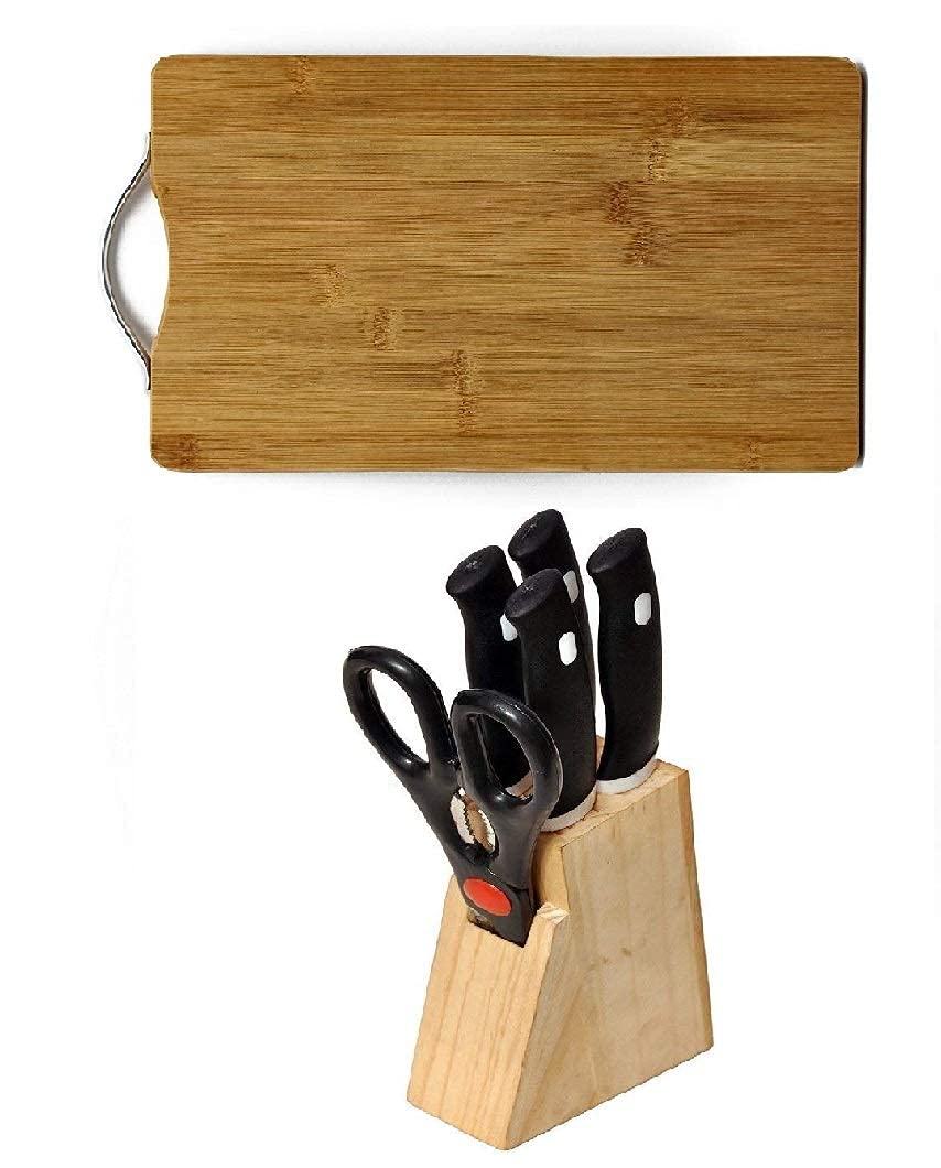 6-Piece Kitchen Knife Set with Wooden Block Stand