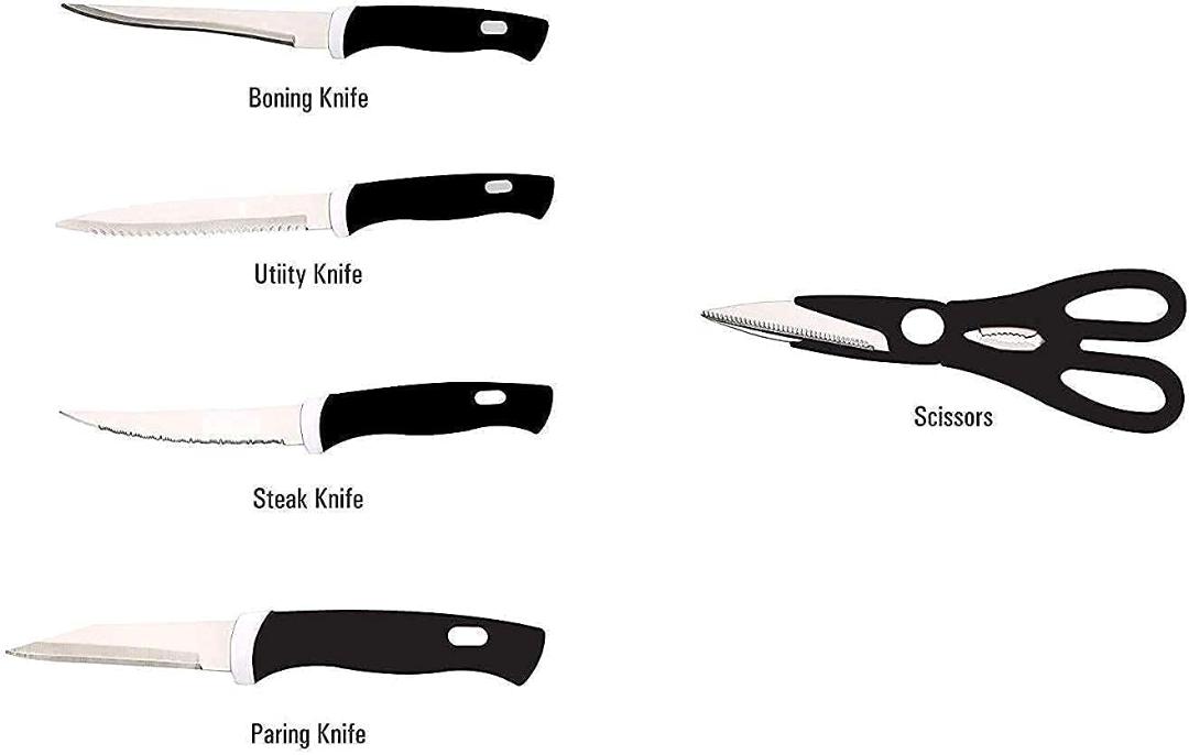6-Piece Kitchen Knife Set with Wooden Block Stand