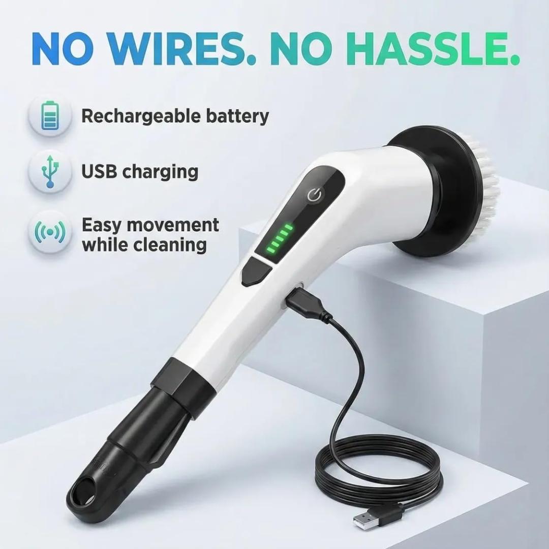 7-in-1 Cordless Electric Spin Scrubber Brush with Extension Handle