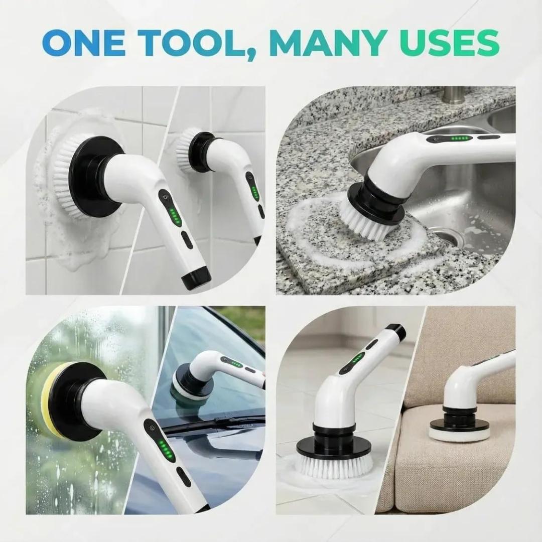 7-in-1 Cordless Electric Spin Scrubber Brush with Extension Handle