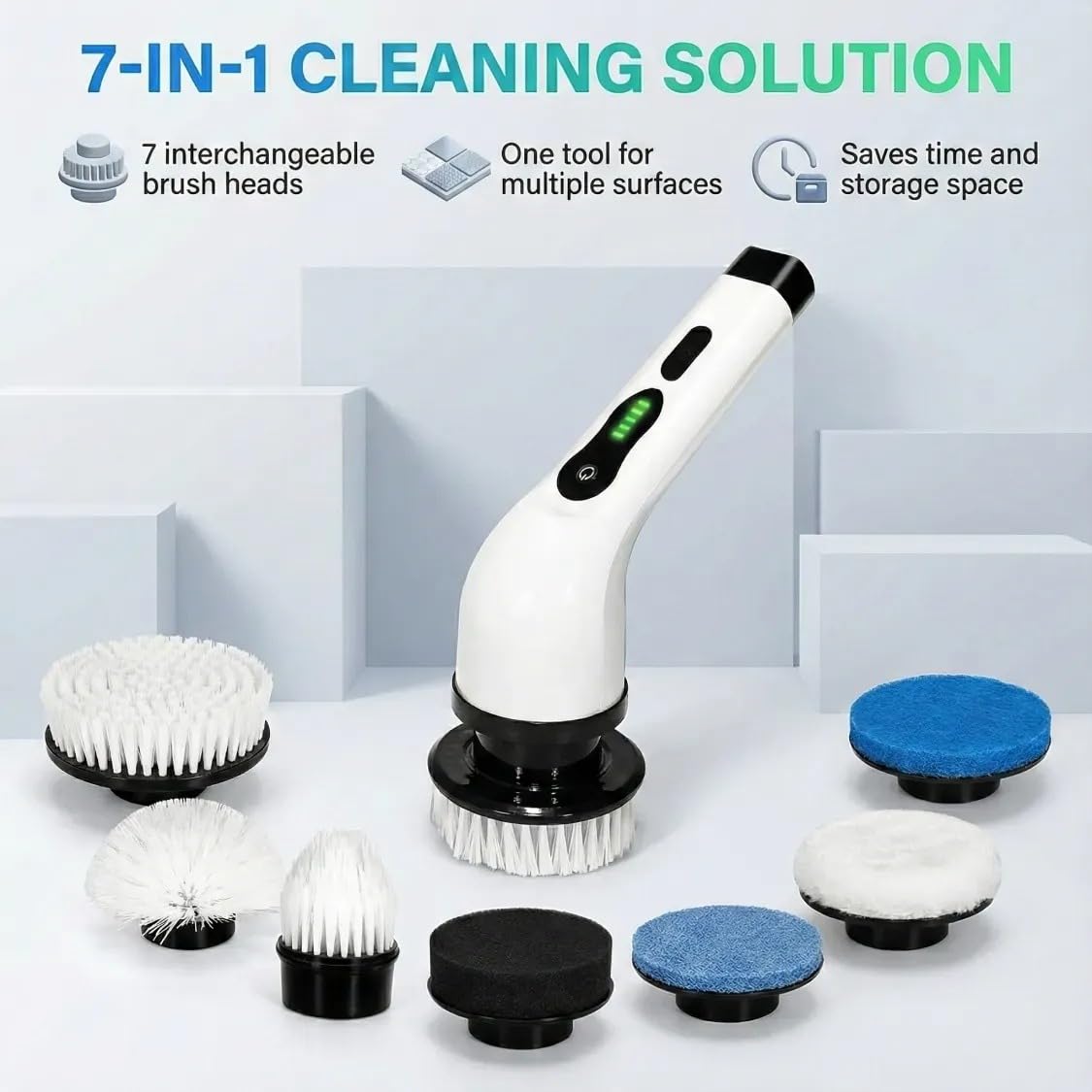 7-in-1 Cordless Electric Spin Scrubber Brush with Extension Handle