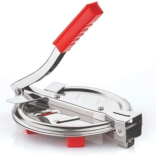 740 Stainless Steel Puri Press/Roti Maker/Papad Making Machine with Red Handle