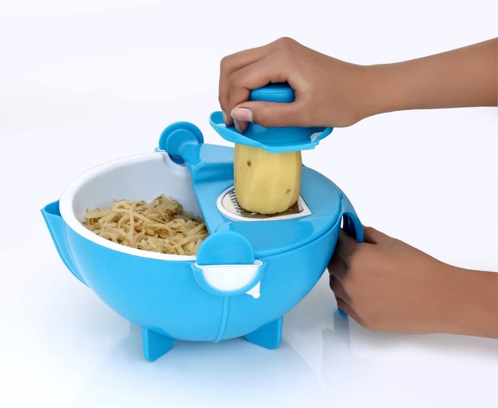 9-in-1 Multifunctional Vegetable Slicer and Shredder with Drain Basket
