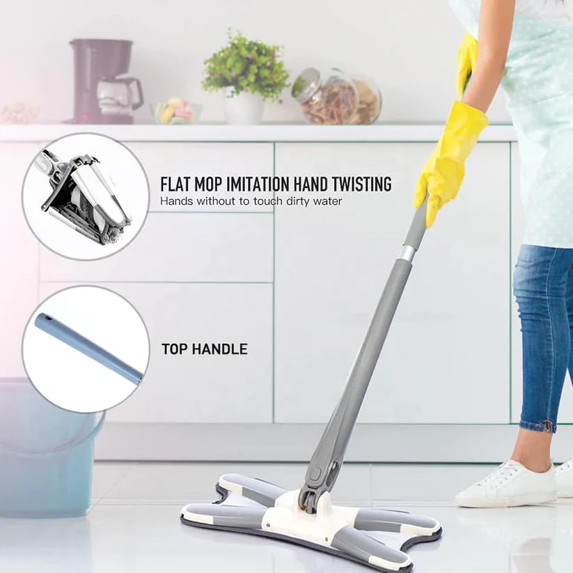Adjustable 360° Flat Hand Mop for Floors, Walls & Ceilings
