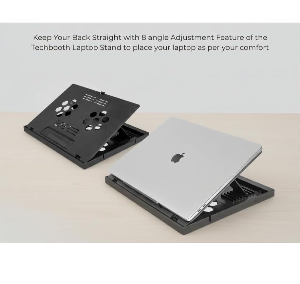 Adjustable Laptop Stand with Mouse Pad and Mobile Holder - 8 Angle Ergonomic Desk Organizer