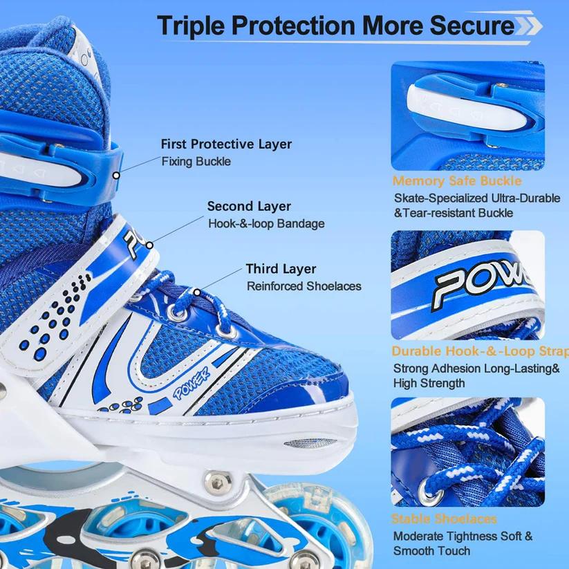 Adjustable LED Inline Skates Pair – Premium Quality Roller Skates