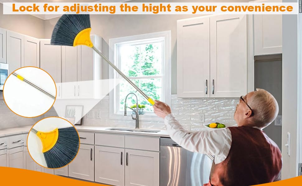 Adjustable Stainless Steel Broom with Soft Bristles - Multi-Color Available