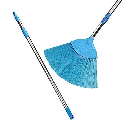 Adjustable Stainless Steel Broom with Soft Bristles - Multi-Color Available