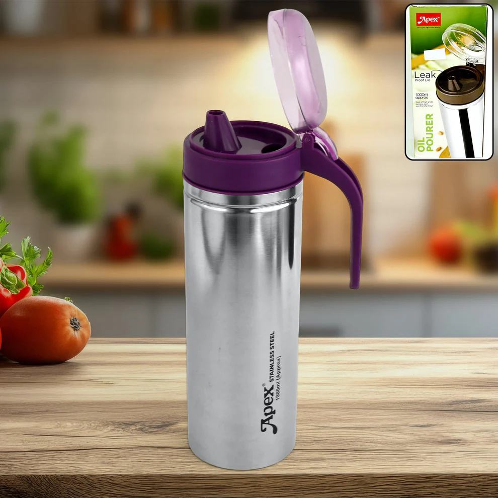 Apex 1000ml Stainless Steel Oil Pourer with Anti-Drip Spout