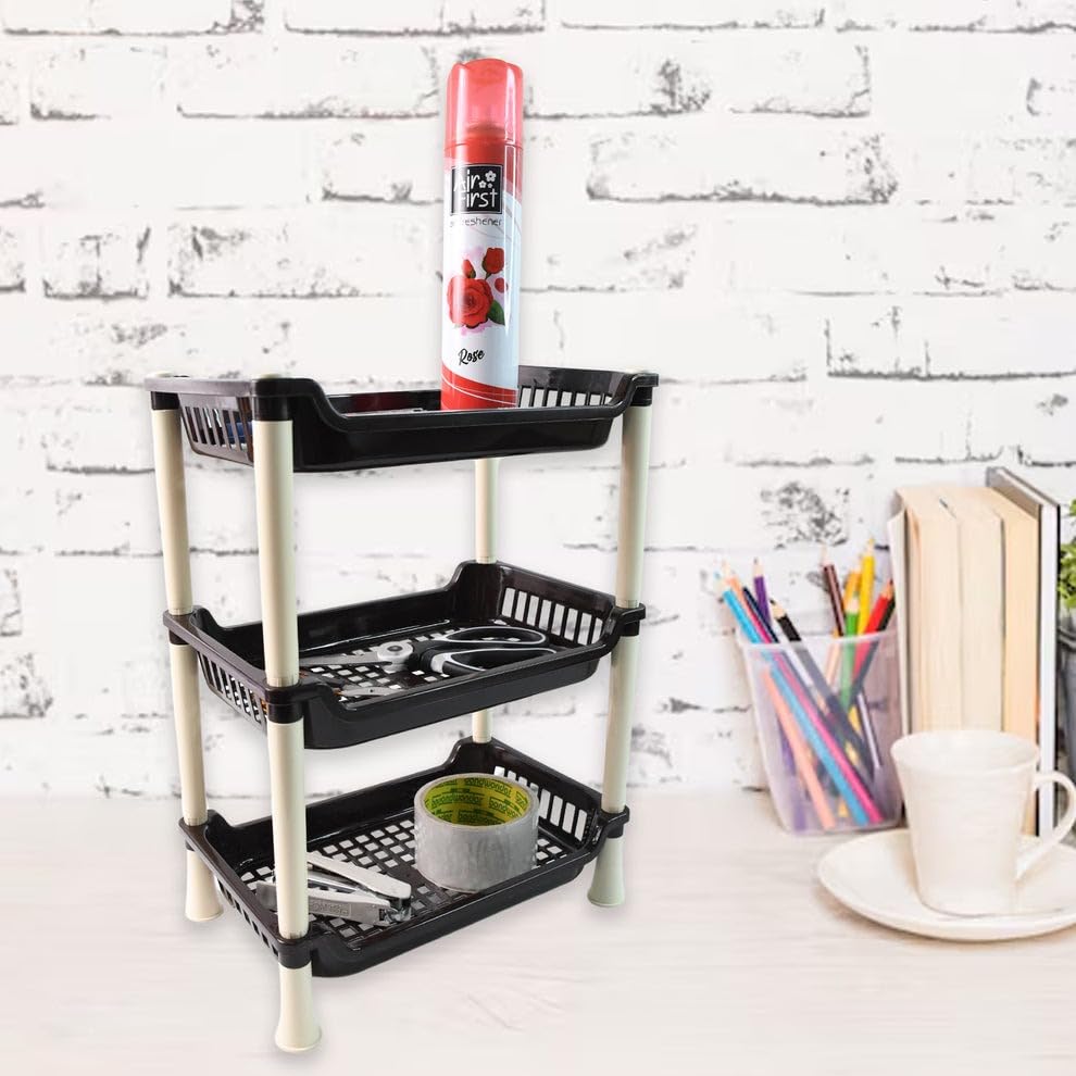 Apex 3-Tier Multiuse Plastic Storage Rack Organizer