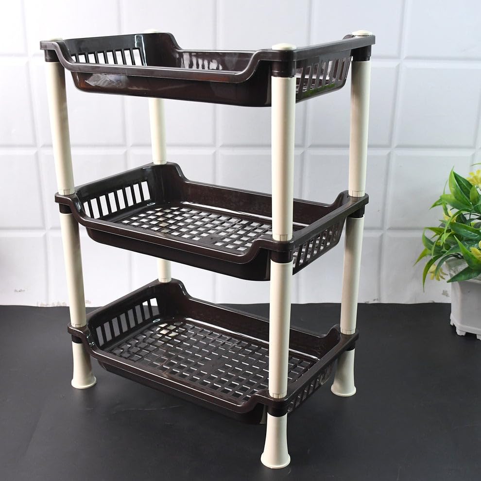 Apex 3-Tier Multiuse Plastic Storage Rack Organizer